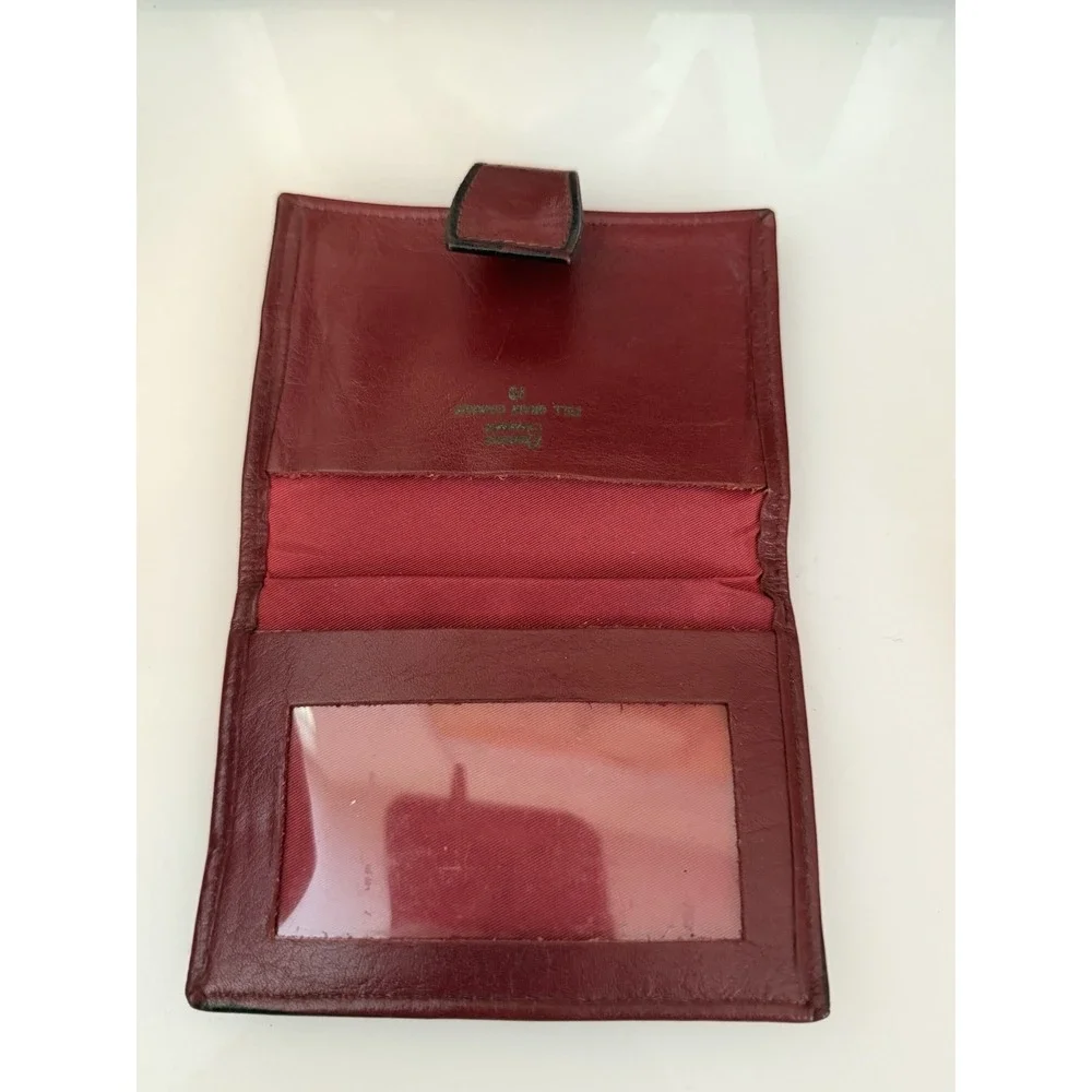 Vintage Princess Gardner‎ Burgundy Red Leather Bifold Wallet with Gold Chain GUC